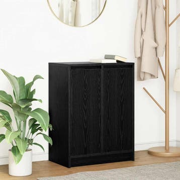 vidaXL Dressoir 57x34x76 cm spaanplaat zwart eikenkleurig, Verzenden, Nieuw, 50 tot 100 cm, 25 tot 50 cm