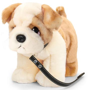 Keel Toys bulldog knuffel - pluche - met riem - 30 cm, Verzenden, Nieuw