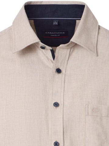Casa Moda Casual Effen Overhemd Kent Boord 454487600-600, Verzenden, Nieuw, Beige
