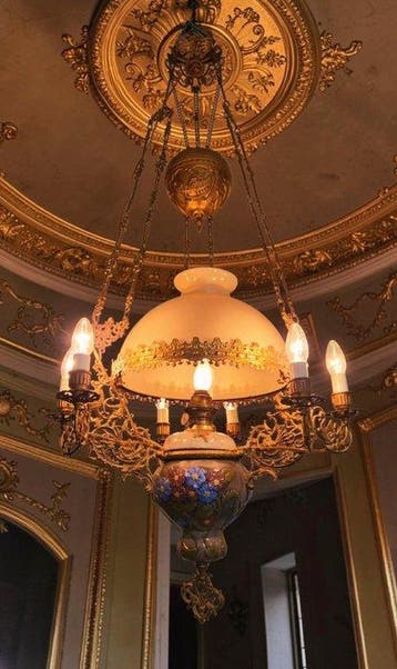 Kroonluchter - Spectaculaire Franse Hanglamp - Glas, Koper,