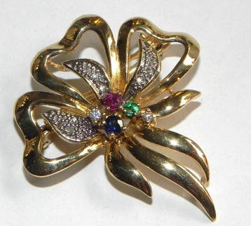 Broche - 14 karaat Geel goud Diamant (Natuurlijk)