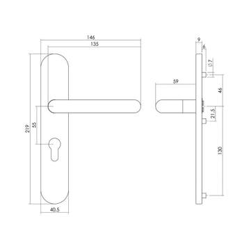 Intersteel Deurkruk Rond op schild profielcilindergat 55mm -, Verzenden, Nieuw