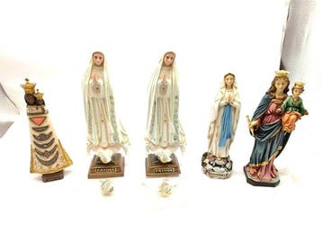 sculptuur, Lotto di 5 statue Madonna di Fatima (2), Maria, Antiek en Kunst