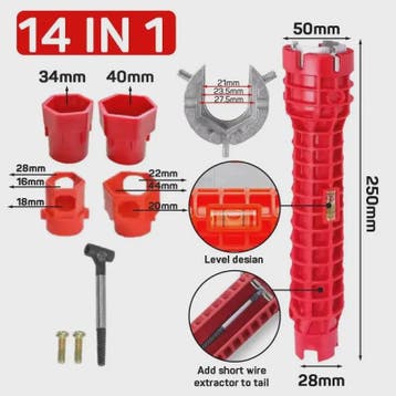 14-in-1 Multifunctionele Kraan & Gootsteen Sleutel Kit voor, Verzenden, Nieuw