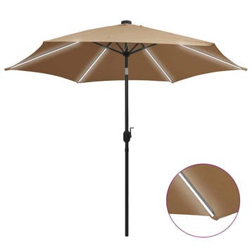 vidaXL Parasol met LED-verlichting en aluminium paal 300 cm, Verzenden, Nieuw, 3 tot 4 meter