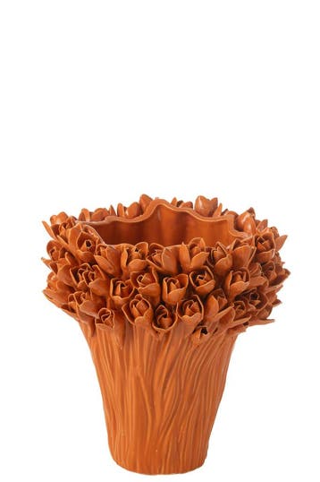 Vaas Ambrosia Keramiek Oranje Medium, Verzenden, Nieuw