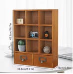 Houten Boekenkast 9 Vakken met 2 Lades – Vintage Organizer, Verzenden, Nieuw