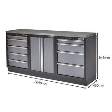 Werkbank set met MDF werkblad met RVS plaat omkleed,, Doe-het-zelf en Verbouw, Werkbanken, Ophalen of Verzenden, Nieuw