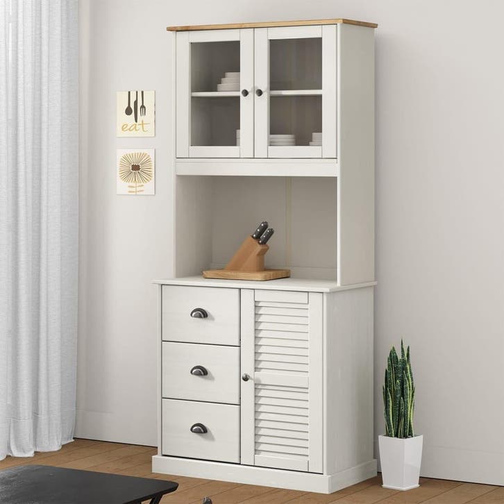 vidaXL Opzetkast VIGO 78x30x100 cm massief grenenhout wit, Huis en Inrichting, Kasten | Buffetkasten, 25 tot 50 cm, Nieuw, Grenenhout