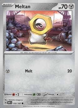Meltan 152/197 reverse holo Obsidian flames, Ophalen of Verzenden, Nieuw, Losse kaart, Foil