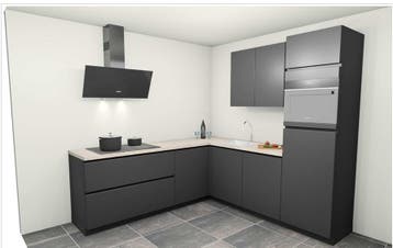 LAATSTE KANS // grafietzwarte keuken excl. apparatuur, Huis en Inrichting, Keuken | Complete keukens, Zwart, Hoekkeuken, Nieuw