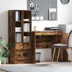vidaXL Bureau met lade met plank met opslag 2 pcs Gerookt, Verzenden, Nieuw