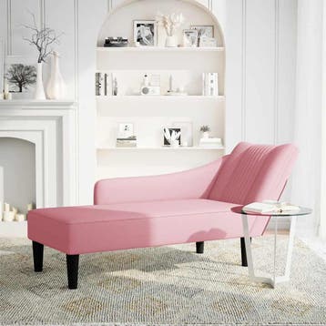 vidaXL Chaise longue met rechterarmleuning fluweel roze, Verzenden, Nieuw