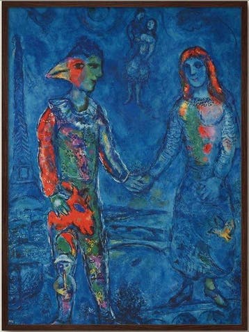 Marc Chagall (1887-1985) - Deux personnages sur fond bleu