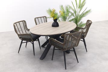 VDG Jasmine Natural / GI Edison 180 x 115 cm. tafel - ovale, Verzenden, Nieuw, Wicker, Tuinset