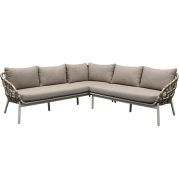 Montreal hoekbank loungeset 2 delig taupe rope, Tuin en Terras, Ophalen of Verzenden, Nieuw