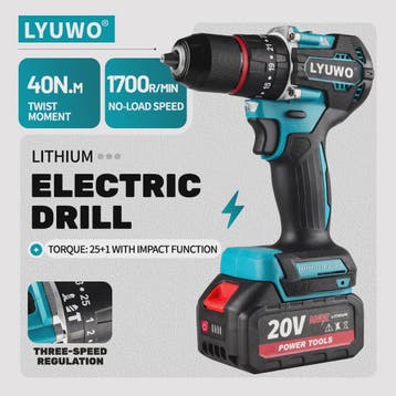 LYUWO 20V Brushless Accu Klopboormachine & Schroefmachine |, Verzenden, Nieuw