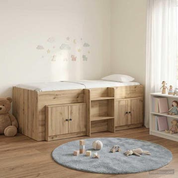 vidaXL Loft Bed Frame met Kast 3 st Artisanaal eiken Bewerkt, Verzenden, Nieuw, Bruin, Hout