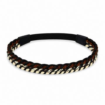 Haarband Gevlochten 2cm - Koord - Zwart Wit Bruin, Nieuw
