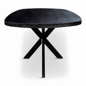 Eettafel Deens Ovaal Björn 260x110cm Mango Zwart, Ophalen of Verzenden, Nieuw