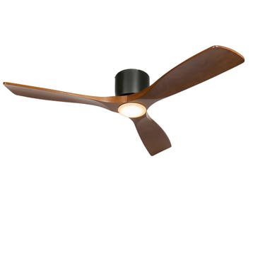 Plafondventilator zwart met hout 131.5cm incl. LED dimbaar, Verzenden, Nieuw, Modern