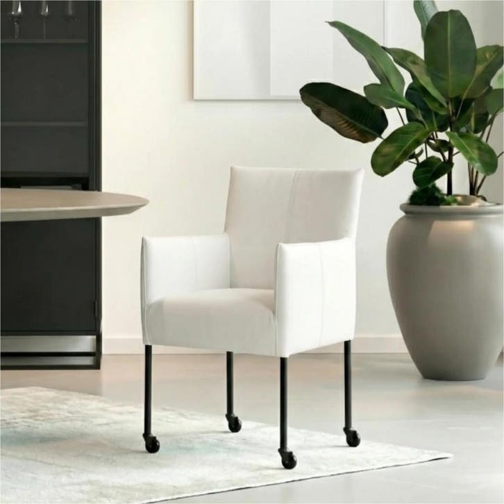 Set van 8 Leren eetkamerstoelen Desire - Toledo Purewhite, Huis en Inrichting, Stoelen, Nieuw, Leer, Ophalen of Verzenden