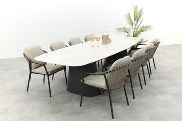 Pisa/GI Denver 8-persoons Deens ovale tuinset 320x120 cm. -, Tuin en Terras, Verzenden, Nieuw, Overige materialen, Tuinset