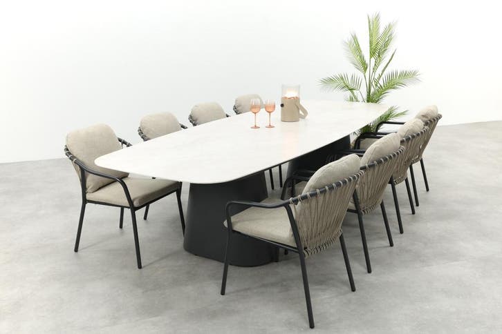 Pisa/GI Denver 8-persoons Deens ovale tuinset 320x120 cm. -, Tuin en Terras, Tuinsets en Loungesets, Tuinset, Nieuw, Overige materialen