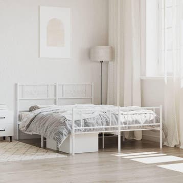 vidaXL Bedframe met hoofd- en voeteneinde metaal wit 120x200, Huis en Inrichting, Slaapkamer | Bedden, Verzenden, Wit, Nieuw, Twijfelaar