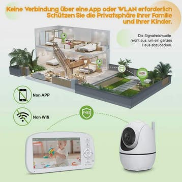Babyfoon met 5000 mAh accu, HD Video, 360° Zicht & Temperatu, Kinderen en Baby's, Verzenden, Nieuw