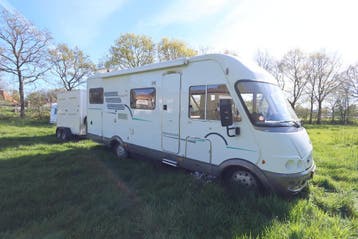 Fiat HYMERMOBIL B644  met aanhangwagen, Caravans en Kamperen, Campers, Standaard zit, Fiat, Tot en met 2, Watertank (Afval)