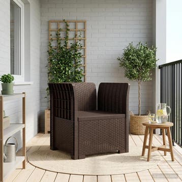 vidaXL Eénpersoons Fauteuil Rattan Look PP Bruin, Verzenden, Nieuw