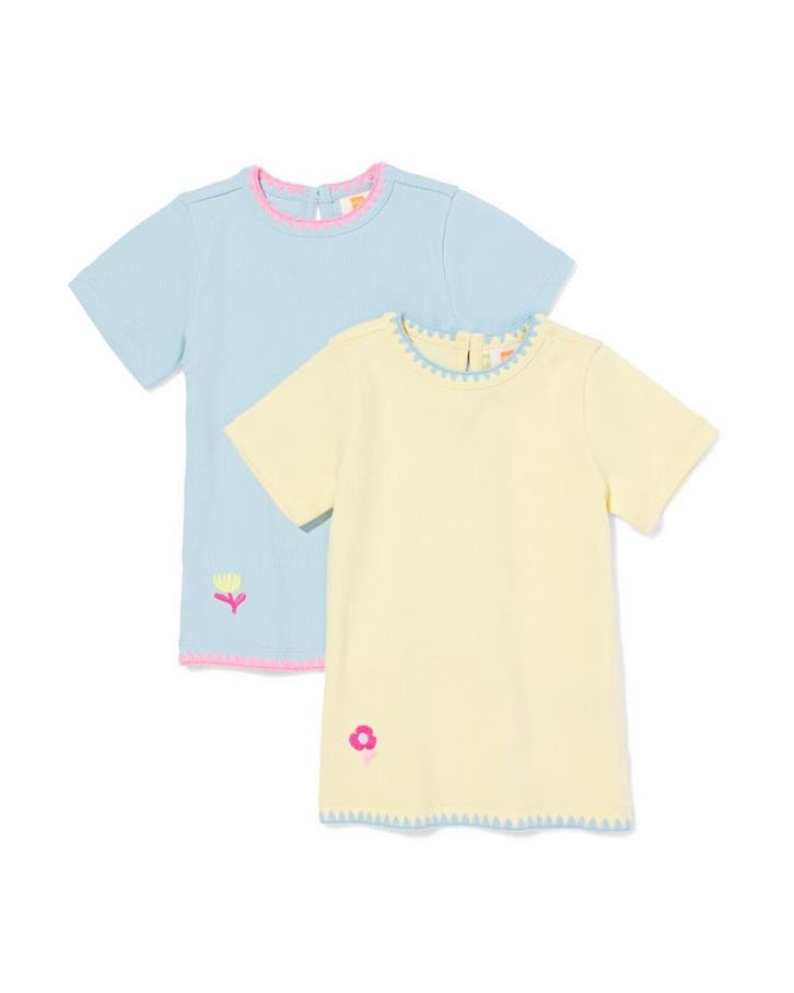 HEMA Baby T-shirt rib - 2 stuks blauw, Kinderen en Baby's, Babykleding | Overige, Nieuw, Verzenden