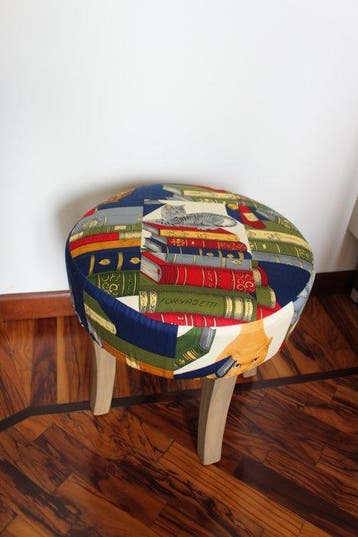 Poef - Gemaakt met vintage Fornasetti stoffen. - Hout,