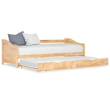 vidaXL Bedbank uittrekbaar grenenhout 90x200 cm, 90 cm, Eenpersoons, Bruin, Verzenden