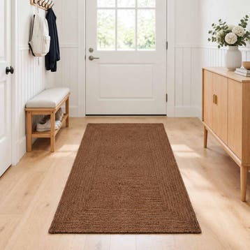 vidaXL Gebied Tapijt Grijs 80 x 200 cm Jute, Verzenden, Nieuw, Grijs