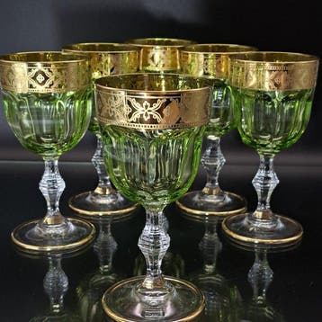 Artemisia - Drinkset (6) - Kristal, goud 24 karaat
