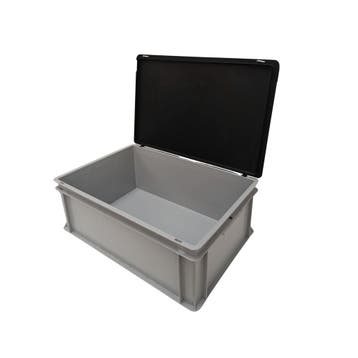 Stapelbak 600x400x230 mm, euronorm, met scharnierdeksel,, Ophalen of Verzenden