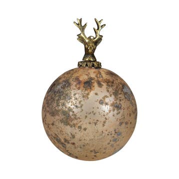 decoratie bal hert antiek goud 12cm, Verzenden, Nieuw