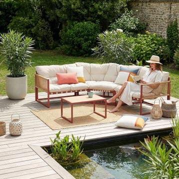Loungeset Karg tuinset met kussens rood en beige casa.pro, Verzenden, Nieuw