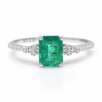 Zonder minimumprijs - Ring Platina - 1.22ct. tw. Smaragd -, Nieuw