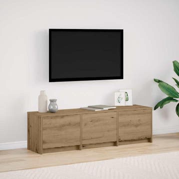 vidaXL TV-kast met LED 140 x 34 x 40 cm Ambachtelijk eiken, Minder dan 50 cm, Verzenden, Nieuw, Minder dan 100 cm