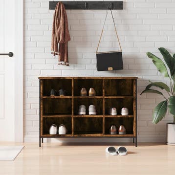 vidaXL Schoenenkast 100x35x70 cm bewerkt hout gerookt, Huis en Inrichting, Verzenden, Nieuw