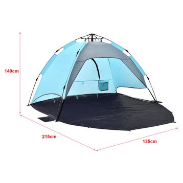 [pro.tec] Strandtent Mullsjö pop-up 215x135x140 cm lichtblau, Verzenden, Nieuw