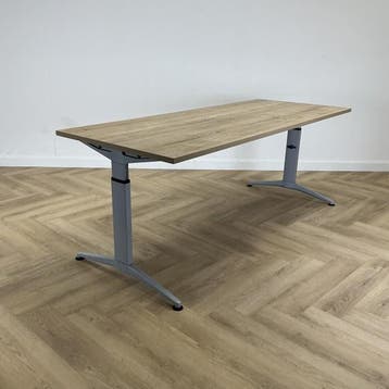 verstelbaar bureau 200x80 cm, natuur eiken - grijs, Huis en Inrichting, Gebruikt, In hoogte verstelbaar, Ophalen of Verzenden
