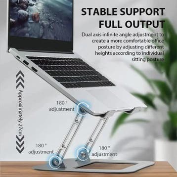 Verstelbare Laptopstandaard Carbon Staal - Tot 17 Inch - Opv, Verzenden, Nieuw