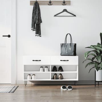 vidaXL Schoenenbank 102x35x55 cm bewerkt hout hoogglans wit, Verzenden, Nieuw