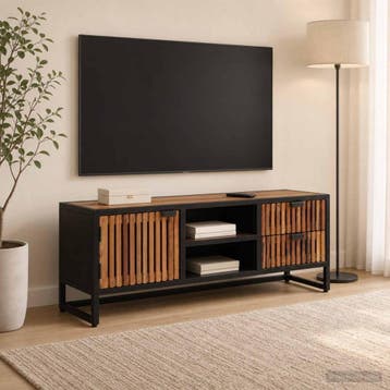 vidaXL TV-kast 105 x 30 x 40 cm Massief Mango Hout en, Huis en Inrichting, Woonaccessoires | Cd- en Dvd-rekken, Verzenden, Nieuw