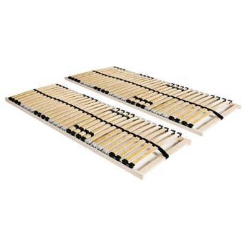 vidaXL Lattenbodems 2 st met 28 latten 7 zones 90x200 cm, 90 cm, Eenpersoons, Bruin, Verzenden