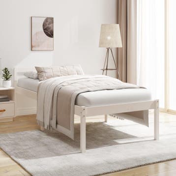vidaXL Seniorenbed massief grenenhout wit 90x190 cm, 90 cm, Eenpersoons, Verzenden, Wit